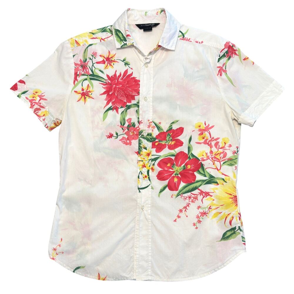 Diesel StyleLab Aloha Camp Shirt Men L Hawaiian Floral Short Sleeve Button Up